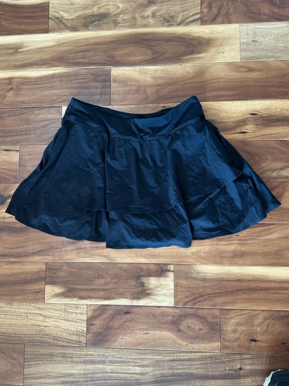 Lands' End Black Flowy Tiered Swim Skort size 1X
